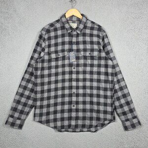 American Eagle Flannel Shirt Mens Size Large nGray Black Plaid Brushed Rugged NW